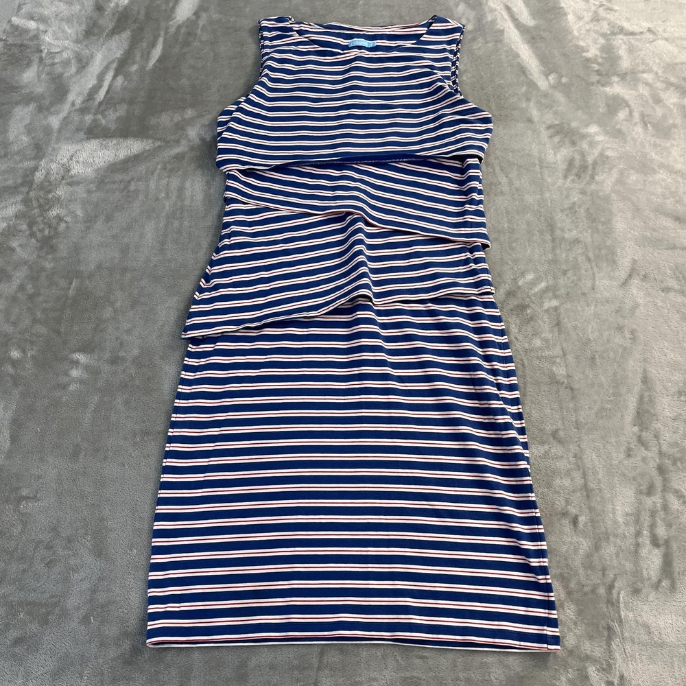 J. McLaughlin Dress Womens XS Blue Striped Tank Sheath Layered Nautical Jersey‎